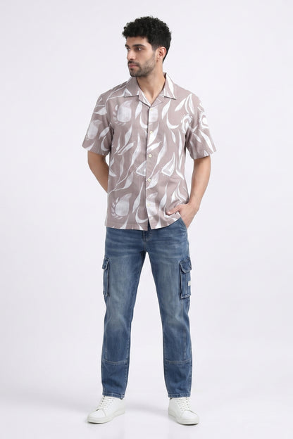 BEIGE FEATHERS STATIC DRIP SHIRT