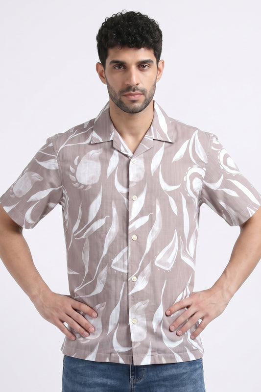 BEIGE FEATHERS STATIC DRIP SHIRT