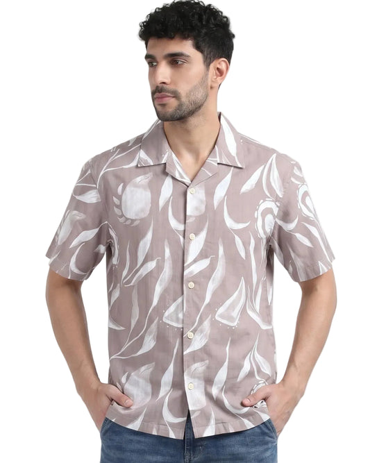 BEIGE FEATHERS STATIC DRIP SHIRT