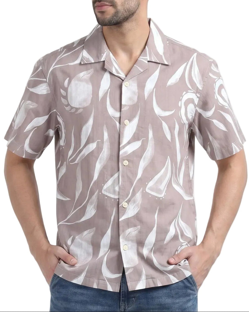 BEIGE FEATHERS STATIC DRIP SHIRT