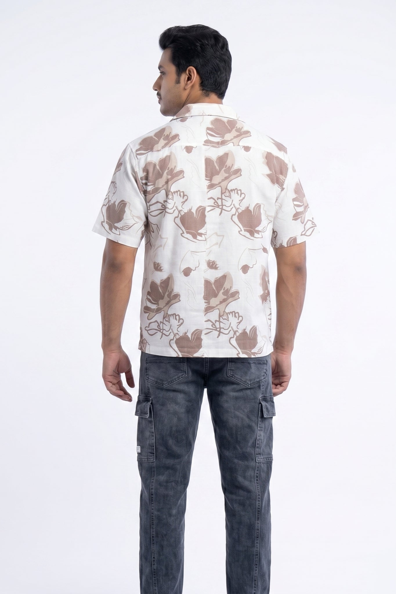 BEIGE FLOWER STATIC DRIP SHIRT