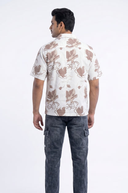 BEIGE FLOWER STATIC DRIP SHIRT