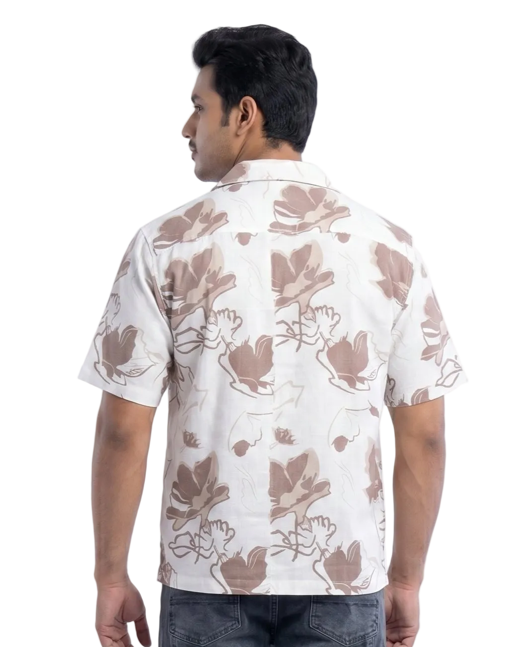 BEIGE FLOWER STATIC DRIP SHIRT