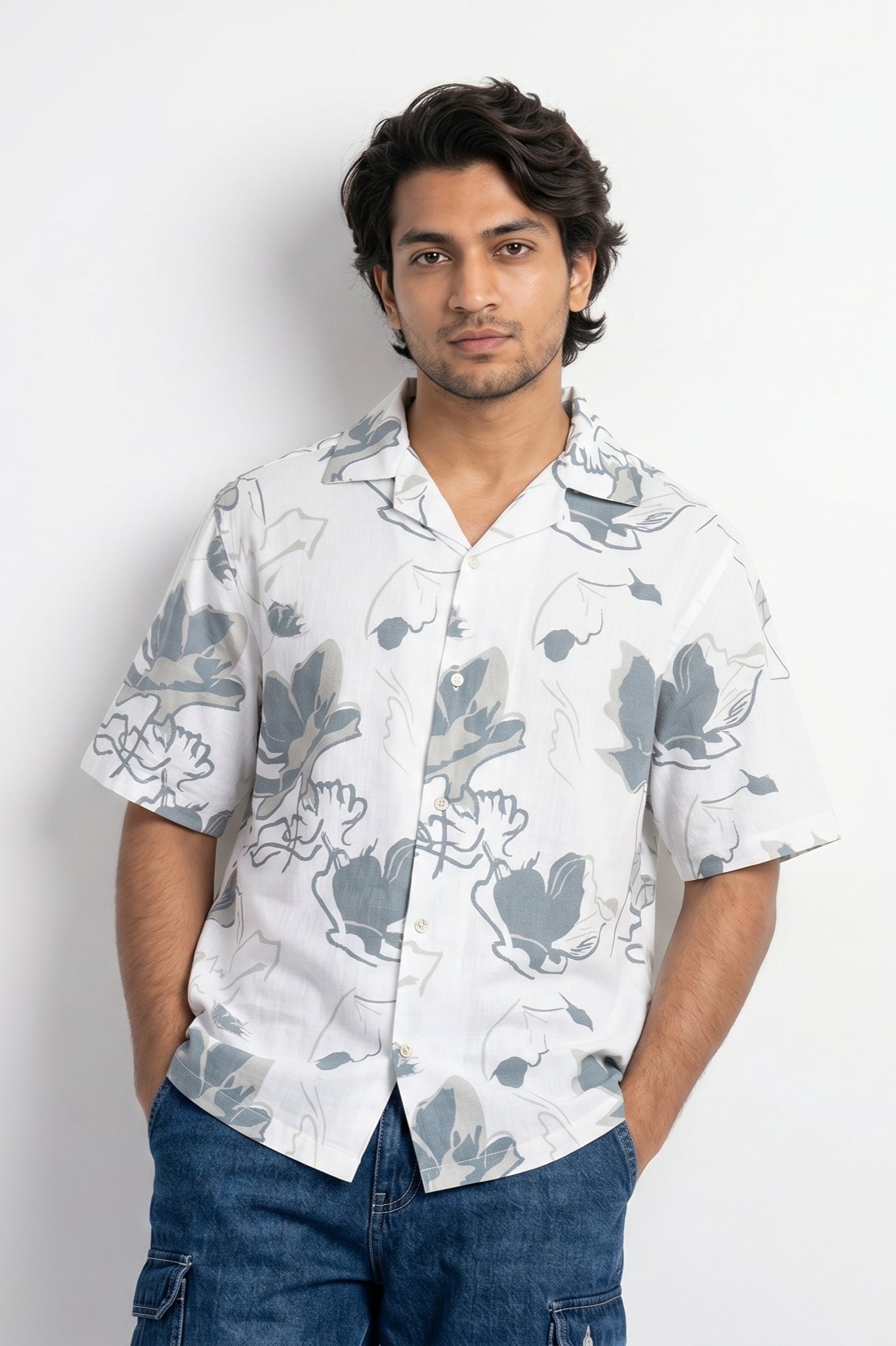 BLUE FLOWER STATIC DRIP SHIRT