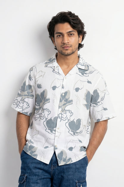 BLUE FLOWER STATIC DRIP SHIRT