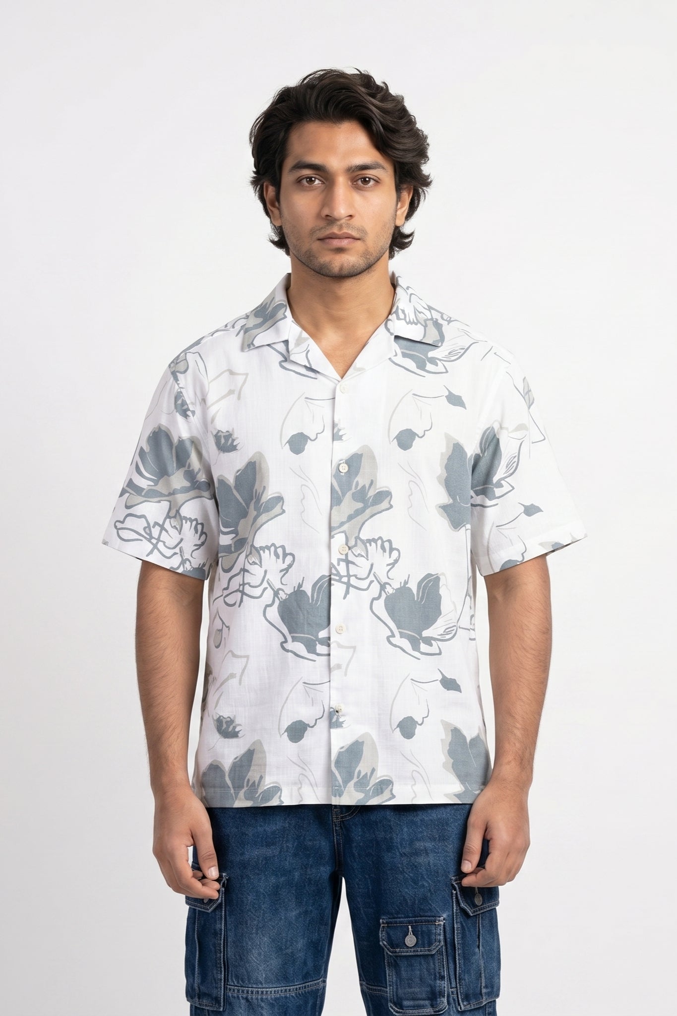 BLUE FLOWER STATIC DRIP SHIRT