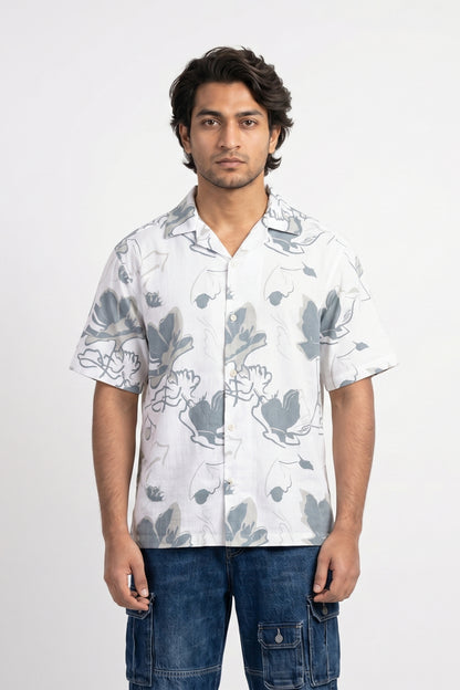 BLUE FLOWER STATIC DRIP SHIRT