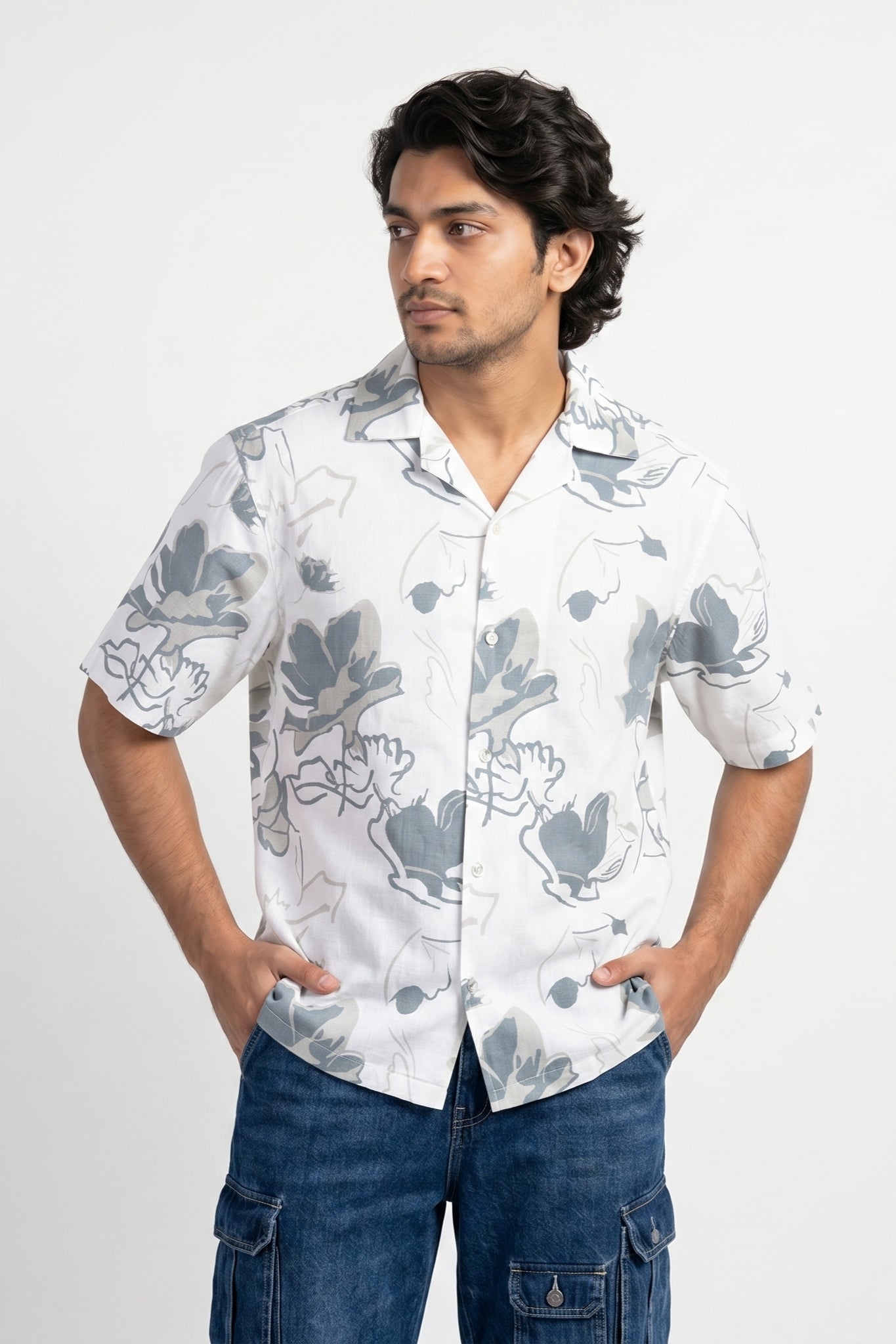 BLUE FLOWER STATIC DRIP SHIRT