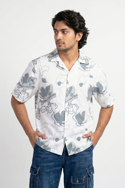 BLUE FLOWER STATIC DRIP SHIRT
