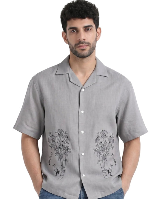 GRAY OFF BEAT LUXE LINEN SHIRT