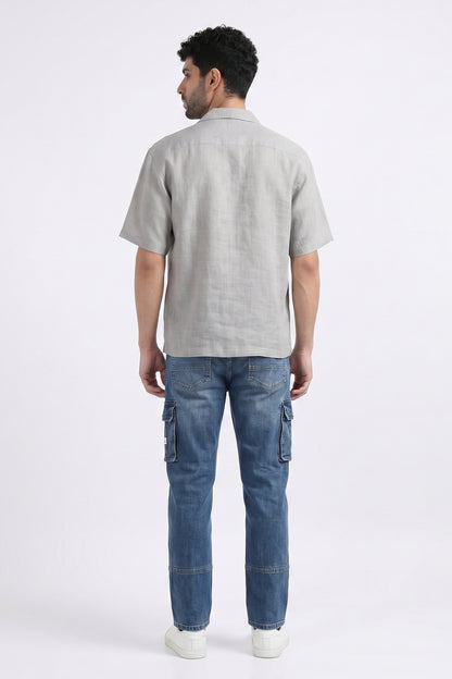 GRAY OFF BEAT LUXE LINEN SHIRT