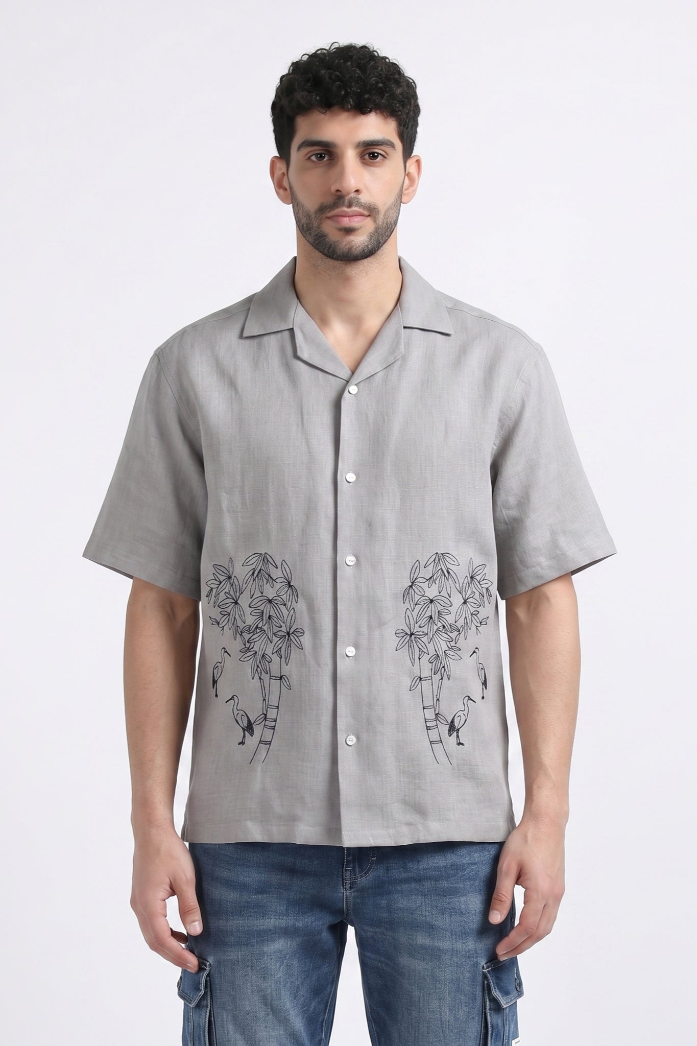 GRAY OFF BEAT LUXE LINEN SHIRT