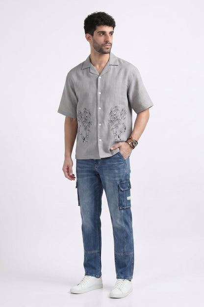 GRAY OFF BEAT LUXE LINEN SHIRT