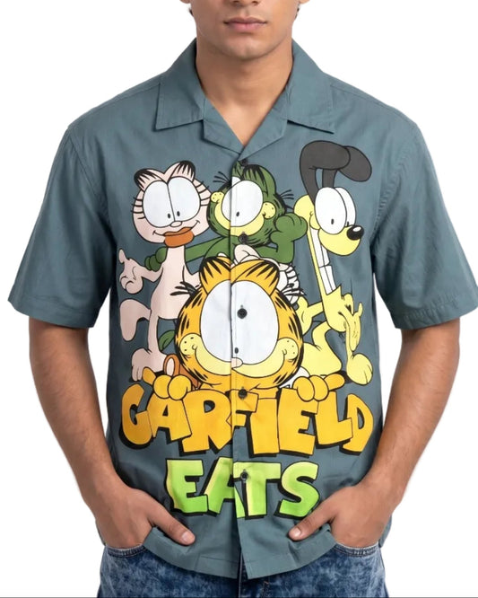 SEA GREEN GARFIELD DRIP SHIRT - Chicaura All About Him