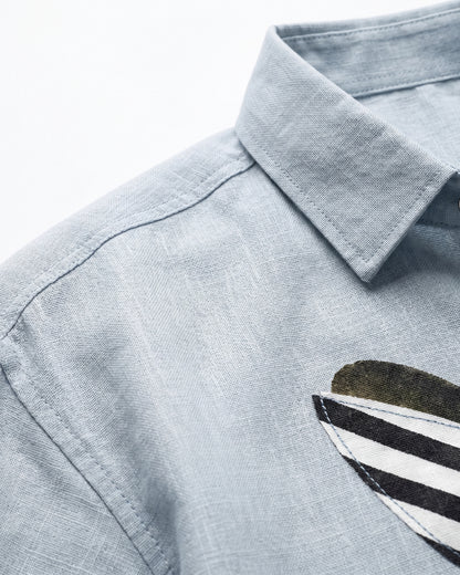 SKY BLUE WOW CORE LINEN SHIRT - Chicaura All About Him