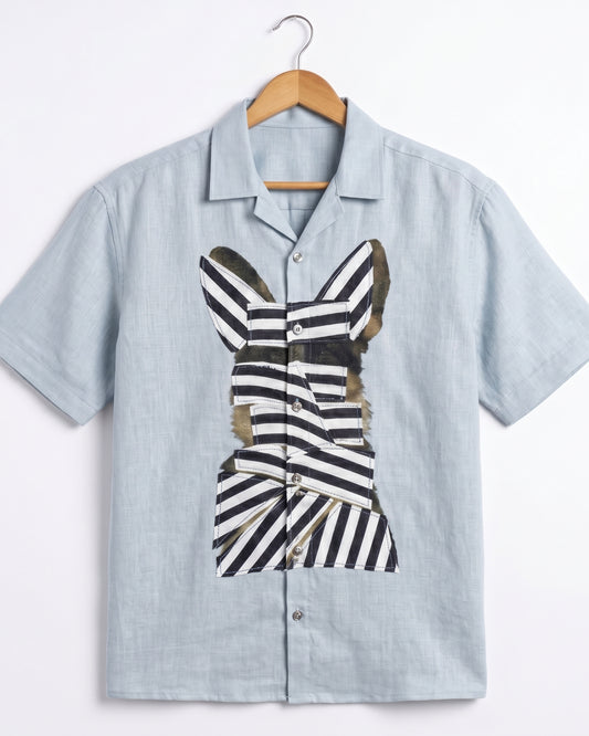 SKY BLUE WOW CORE LINEN SHIRT - Chicaura All About Him