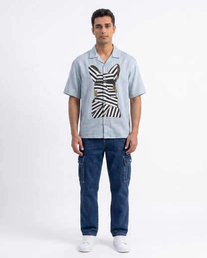 SKY BLUE WOW CORE LINEN SHIRT - Chicaura All About Him