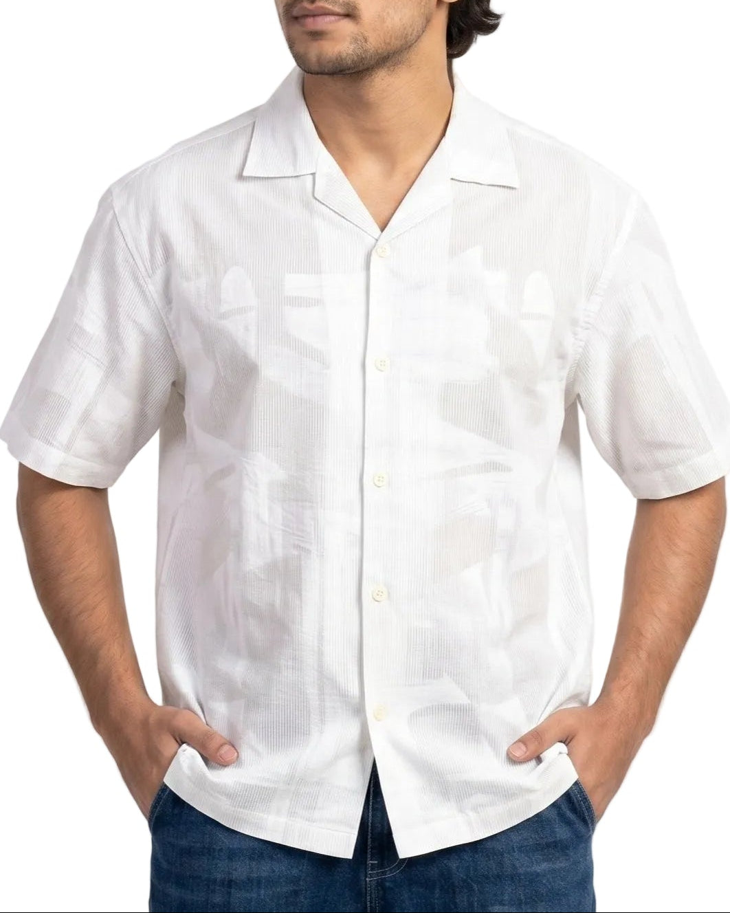 WHITE ABSTRACT STATIC DRIP SHIRT