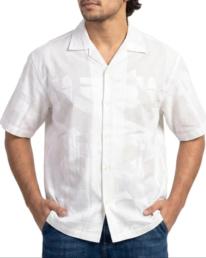 WHITE ABSTRACT STATIC DRIP SHIRT