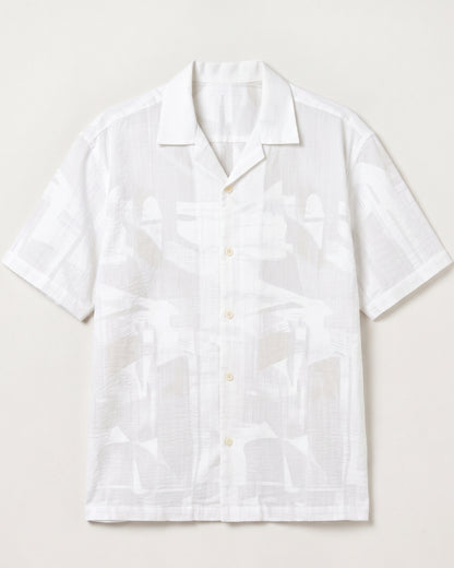 WHITE ABSTRACT STATIC DRIP SHIRT