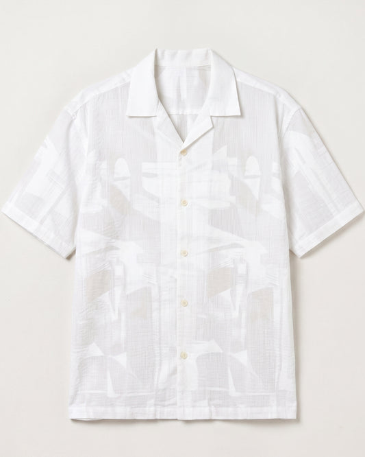 WHITE ABSTRACT STATIC DRIP SHIRT