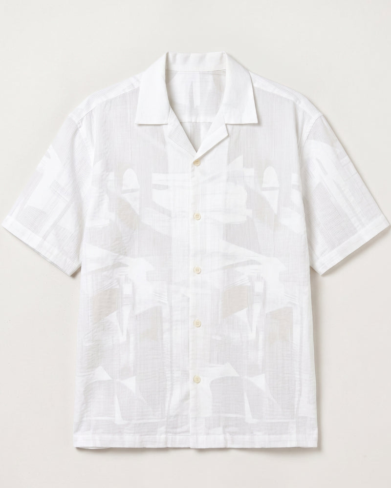 WHITE ABSTRACT STATIC DRIP SHIRT