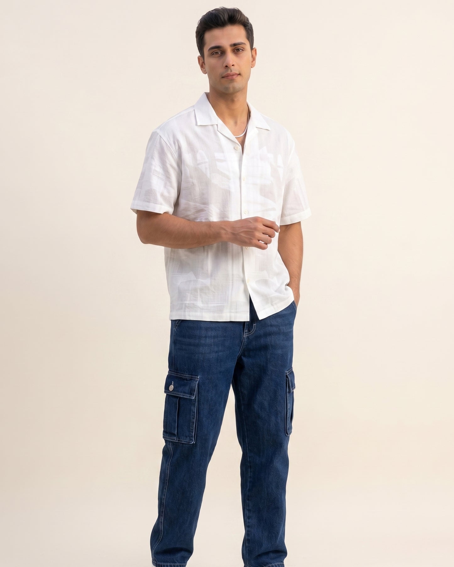 WHITE ABSTRACT STATIC DRIP SHIRT