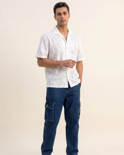 WHITE ABSTRACT STATIC DRIP SHIRT