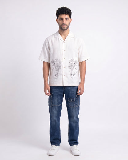 WHITE OFF BEAT LUXE LINEN SHIRT - Chicaura All About Him