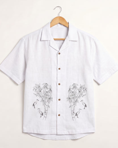 WHITE OFF BEAT LUXE LINEN SHIRT - Chicaura All About Him