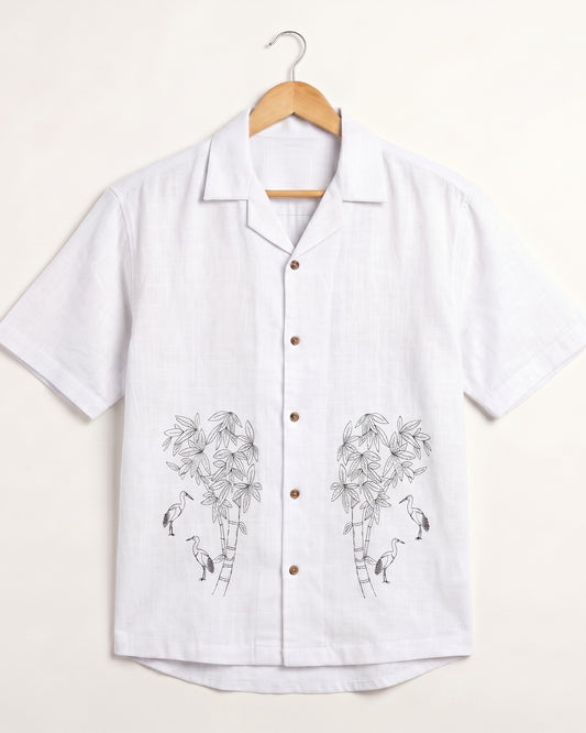 WHITE OFF BEAT LUXE LINEN SHIRT - Chicaura All About Him