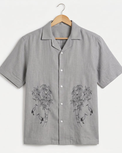 GRAY OFF BEAT LUXE LINEN SHIRT